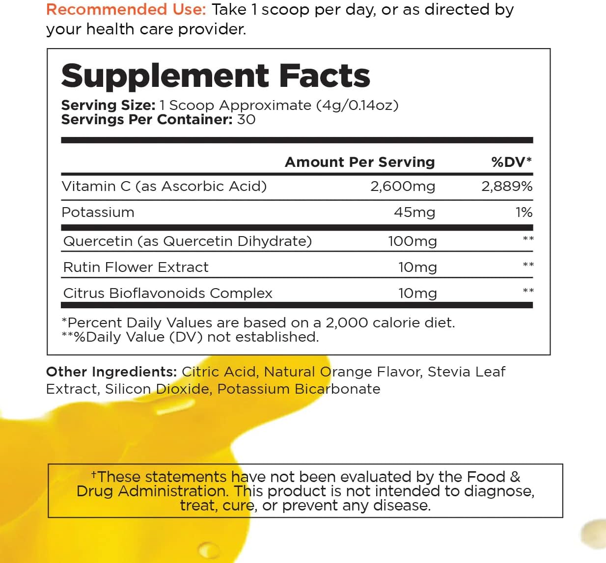 Vitamin C Powder Supplement with Quercetin and Citrus Bioflavonoids F99478
