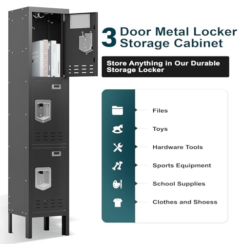 5-Door Steel Storage Locker with Hooks and Card Slots M92401