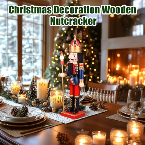 15 Inch Wooden Nutcracker King with Scepter Tabletop Decor Q512175
