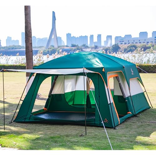 Extra Large Family Cabin Tent 2 Rooms 3 Doors 3 Windows Waterproof for Camping H460