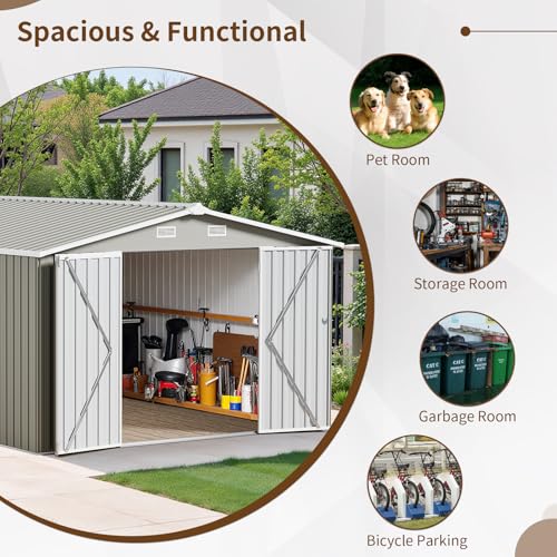 Resin Outdoor Storage Shed with Floor and Window, Lockable Small Tool Shed for Garden Patio Backyard, Light Gray V985