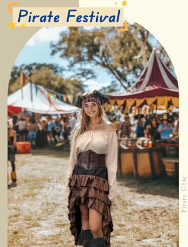 Pirate Costume for Women with Shirt Skirt Corset Belt K4037