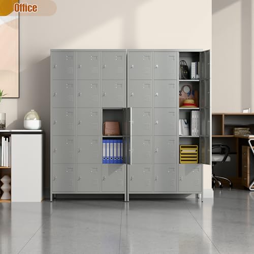 6 Door Metal Storage Locker with 18 Hooks, Black & Dark Grey K6611