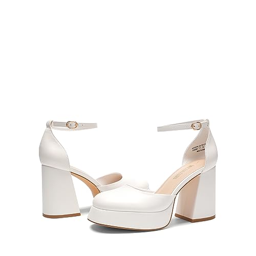Women's Chunky Platform High Heels Ankle Strap Dress Pumps B429975