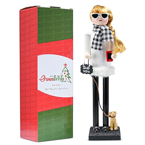 Christmas Dog Mom Nutcracker Wooden Figure 15 Inch I150