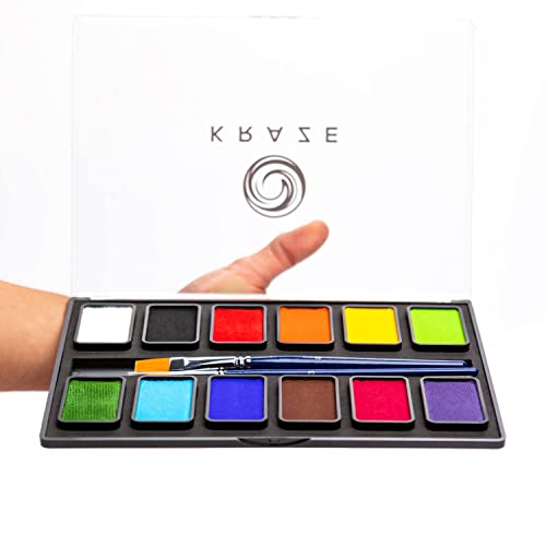 Face Paint Palette 12 x 10 gm Water Activated Hypoallergenic Non Toxic Body Paint Kit I5010
