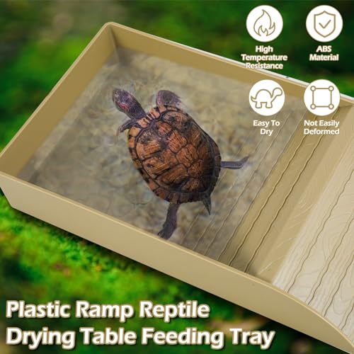 Reptile Water Bowl with Ramp and Basking Platform for Turtles, Lizards H549986