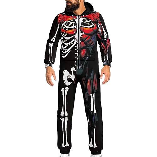 Adult Onesie Hooded One-Piece Pajama Zipper Jumpsuit for Men and Women I930