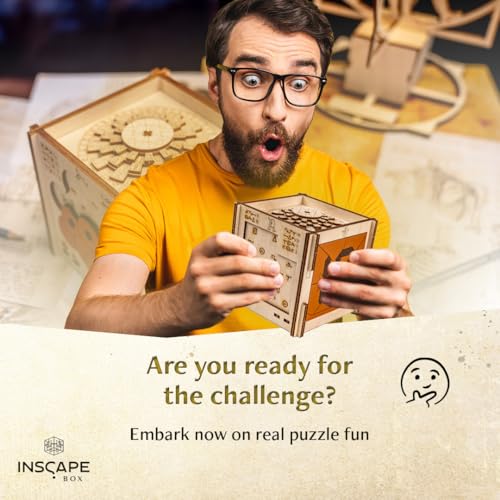 Da Vinci's Marvel Puzzle Box - Escape Room Game for Adults - Wooden Cluebox with Hidden Compartments D706