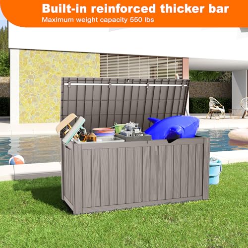 100 Gallon Resin Deck Box, Lockable Patio Outdoor Storage, Waterproof - Black F75230