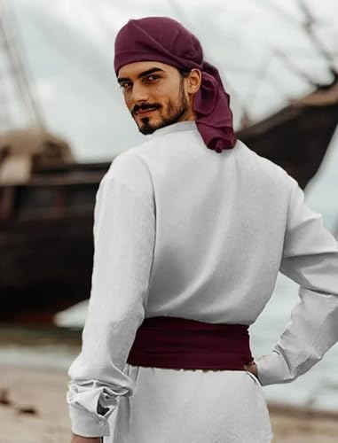 Men's Pirate Costume Outfit with Pants, Shirt, Sash and Accessories P814