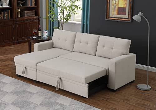4-in-1 Convertible L Shaped Couch with Pull Out Bed and Storage Z983