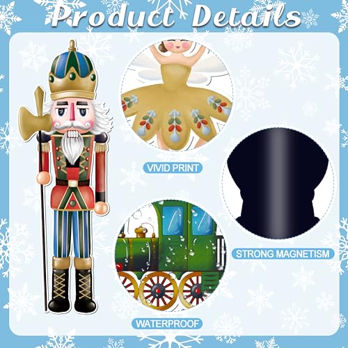 Christmas Garage Door Decoration Magnet 19Pcs Nutcracker Snowflake Fridge Stickers I122182
