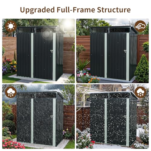 Resin Outdoor Storage Shed with Floor and Window, Lockable Small Tool Shed for Garden Patio Backyard, Light Gray V985