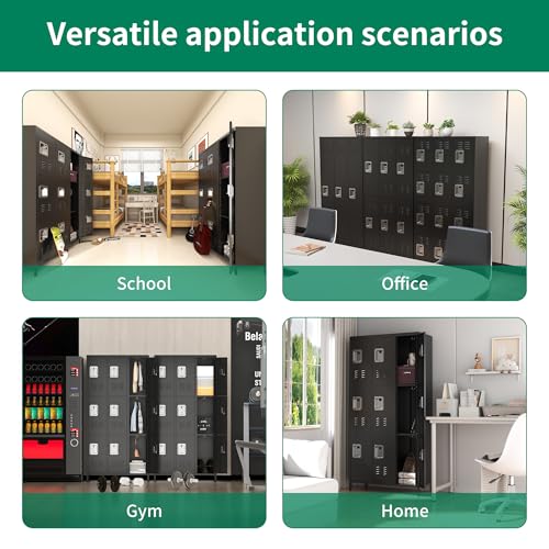 3-Door Steel Storage Locker with Shelves and Hooks I822961