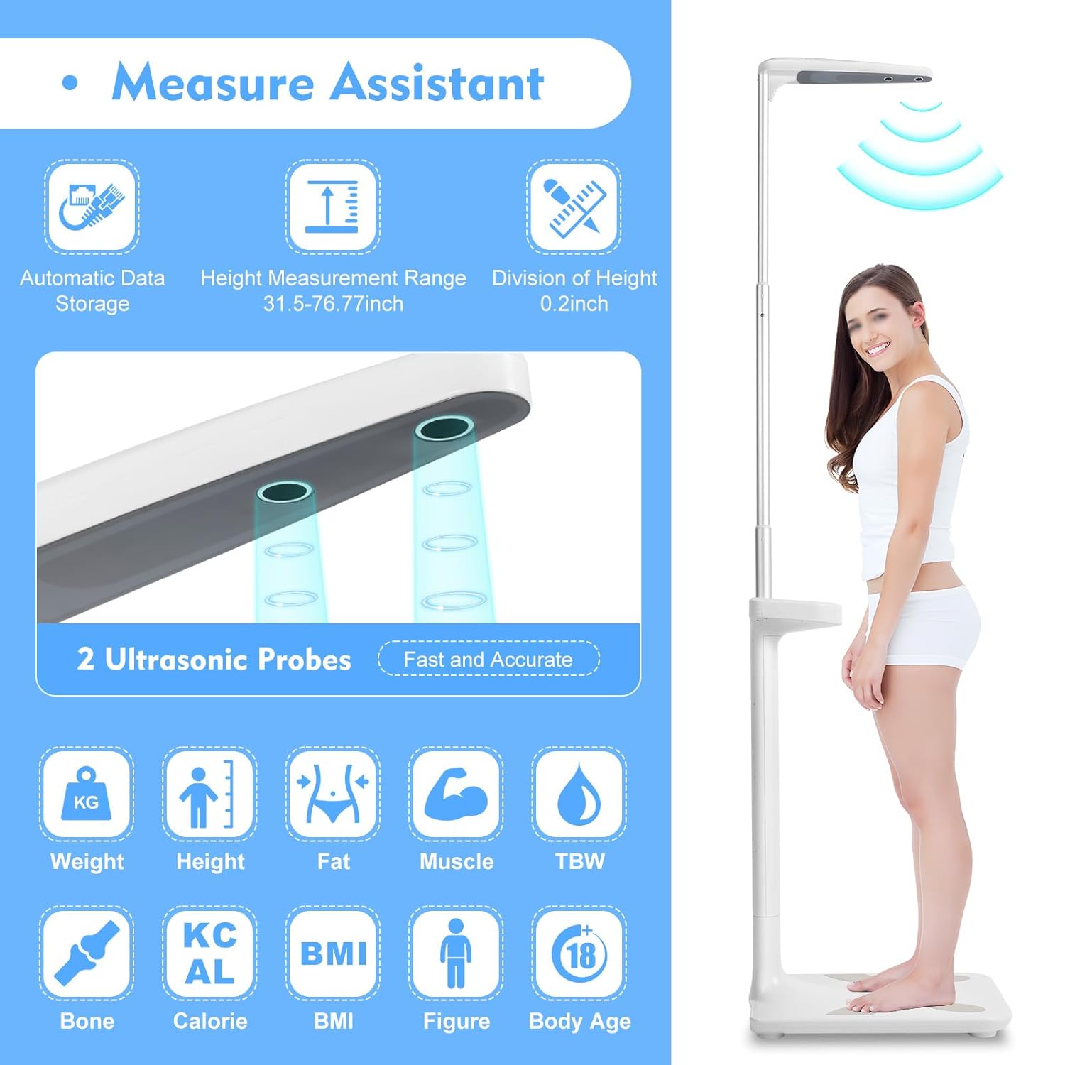 Medical Digital Scale for Body Weight and Height with BMI Display Q986804