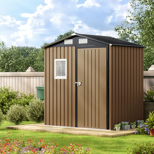 Outdoor Steel Storage Shed with Lockable Doors and Windows E249038