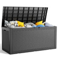 100 Gallon Resin Deck Box, Lockable Patio Outdoor Storage, Waterproof - Black F75230