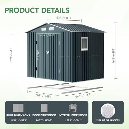 Outdoor Steel Storage Shed with Lockable Doors and Windows E249038