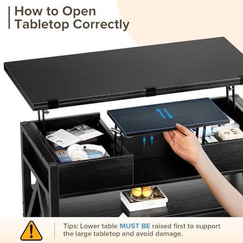 Lift Top Coffee Table with Storage Drawers L3789