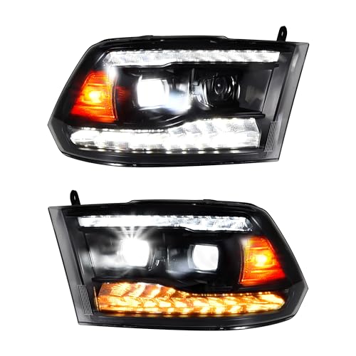 LED Projector Headlights for 2009-2018 Dodge Ram 1500, Sequential Turn Signal U1414