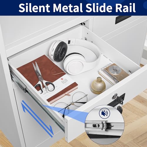 Locking Cabinet with 2 Drawers, Metal Storage Cabinet with Locking Doors and Shelves J89434