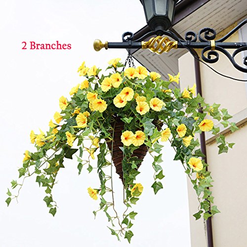 Artificial Morning Glory Trumpet Flower Vine Bouquet Hanging Wall Decor C130