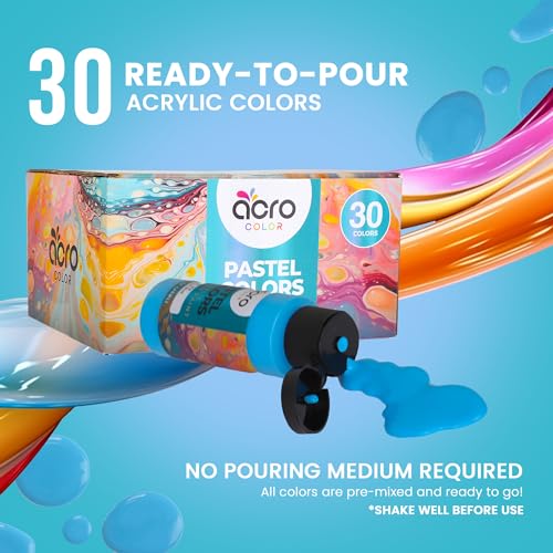 Acrylic Pouring Paint Set, 30 Vibrant Colors, Pre-Mixed High Flow Paint for Canvas K134099