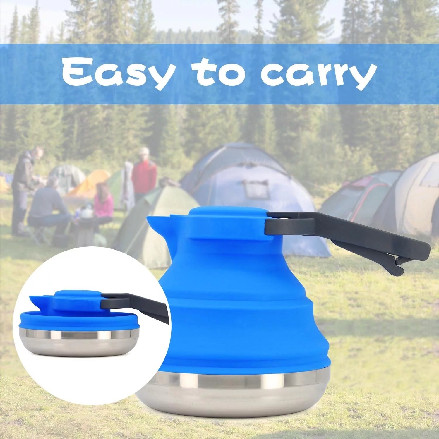 Collapsible Camping Kettle for Hiking Travel, 42 oz, Blue K41150