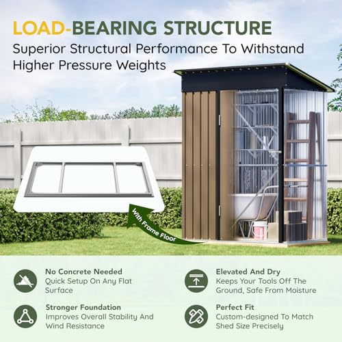 Outdoor Steel Storage Shed with Lockable Doors and Window L987864