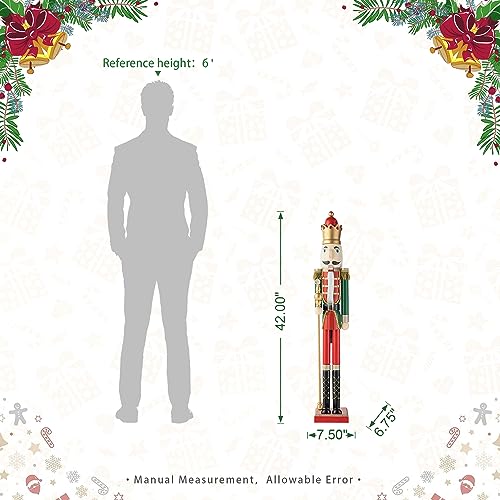 Wooden Nutcracker Decoration 42 Inch Christmas Indoor Outdoor C418758