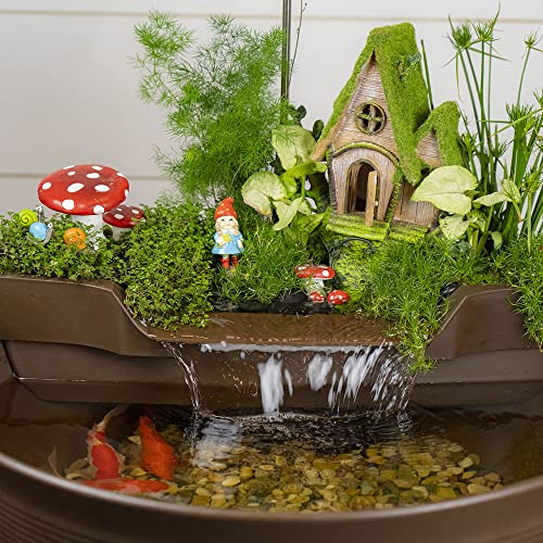 Container Water Feature Kit with Waterfall Fountain, Pump & Filtration for Indoor & Outdoor Mini Pond O74793