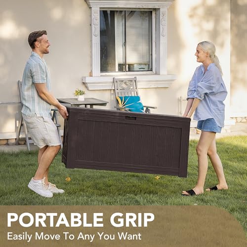 Outdoor Resin Deck Box 120 Gallon Waterproof Lockable F693676