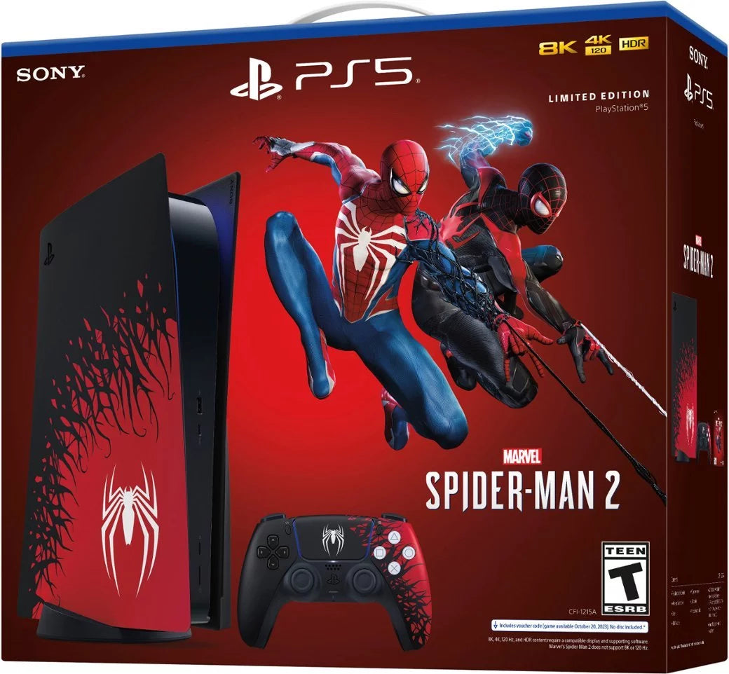PS5 Disc Console Bundle with Spider-Man 2 Game, Controller and Charger D66966