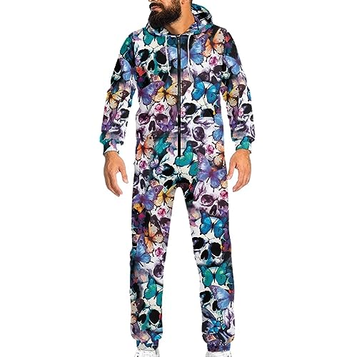 Adult Onesie Hooded One-Piece Pajama Zipper Jumpsuit for Men and Women I930