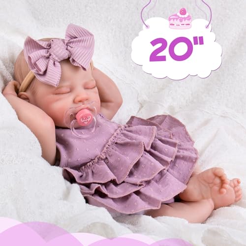 Lifelike Reborn Baby Girl Doll 20 Inch with Poseable Limbs and Feeding Kit O517460