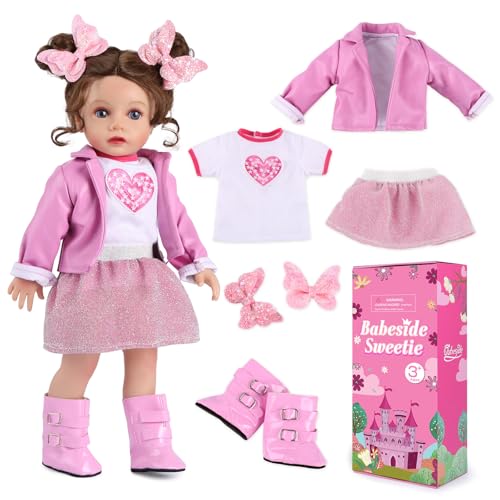 Lifelike Reborn Baby Doll 20 Inch Brown Hair Girl with Clothes and Toy Accessories H822