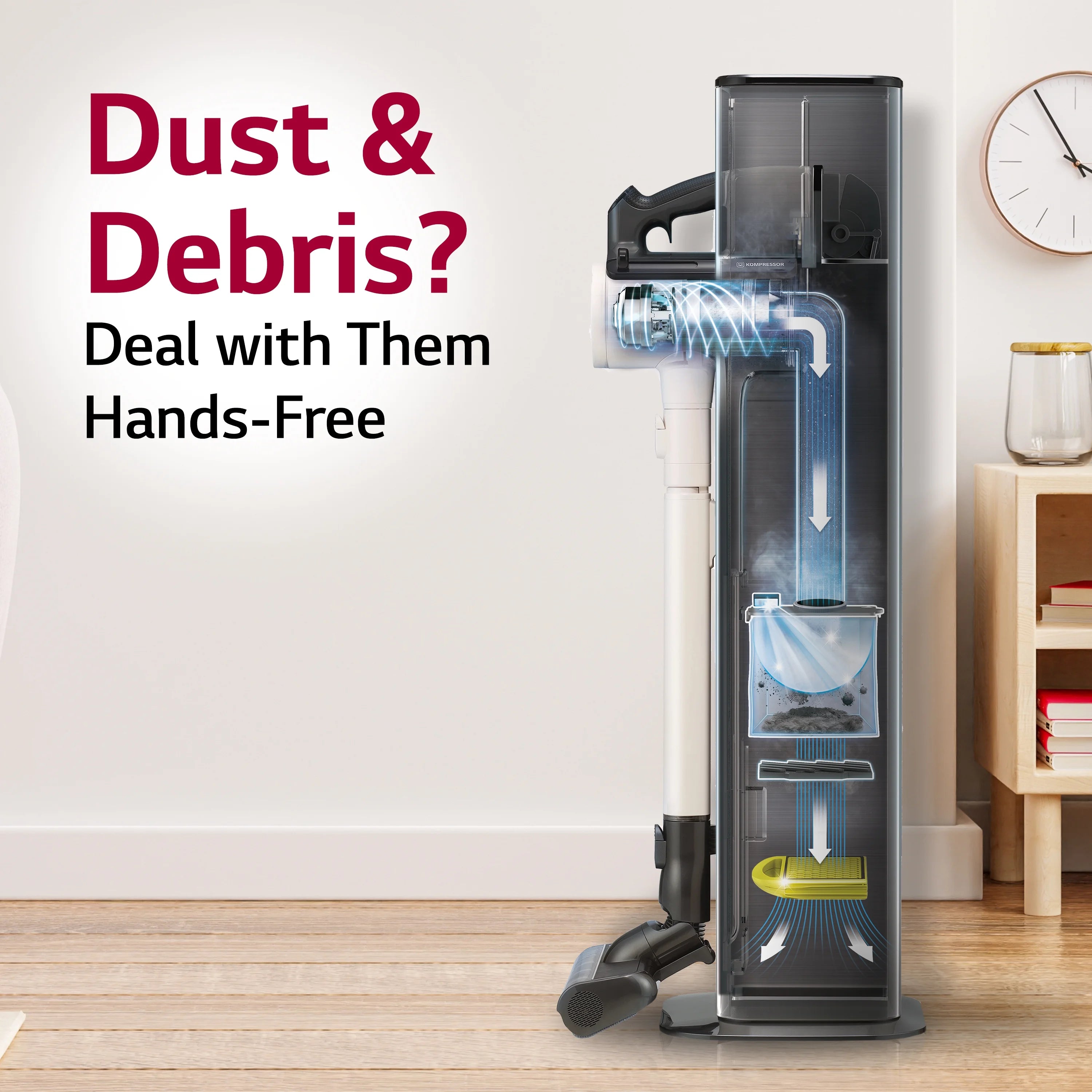 Cordless Stick Vacuum with Auto Empty, Sand Beige P10624