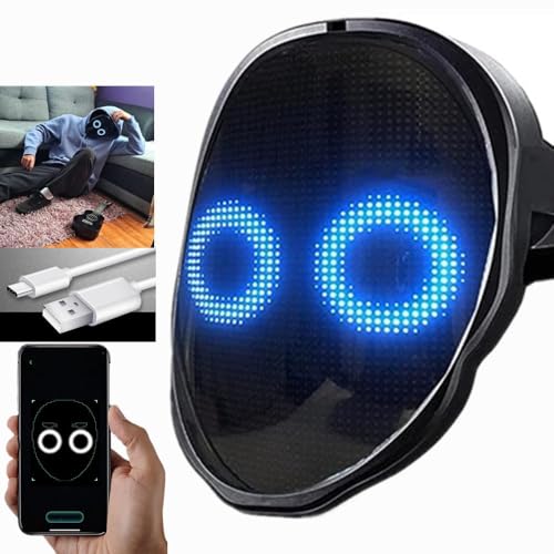 Led Mask With Face Transforming，Programmable APP Digital Smart LED Light Up Face Mask for BoyWithUke Kid Adults Men's Halloween Party Costume DJ Cosplay Masquerade Gift
