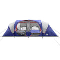 12-Person Camping Tent, 3 Room Family Tent, Waterproof Windproof with Carry Bag Q601154