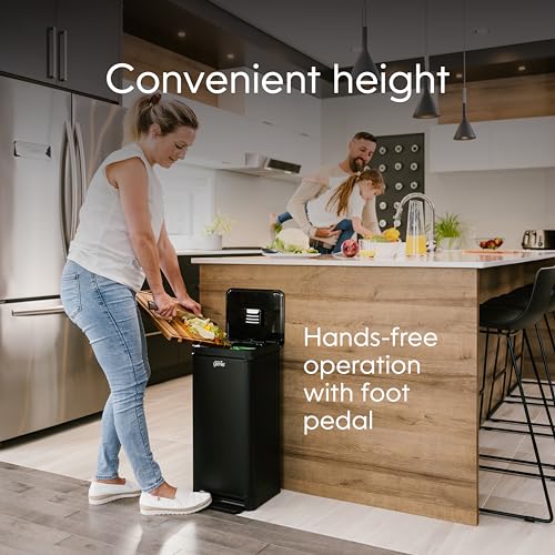 Kitchen Compost Bin, White Stainless-Steel P983245