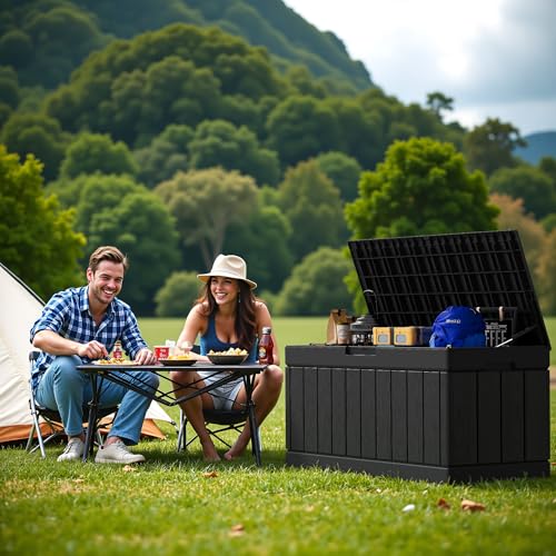 30 Gallon Waterproof Resin Deck Box for Outdoor Patio and Garden Storage Q30388