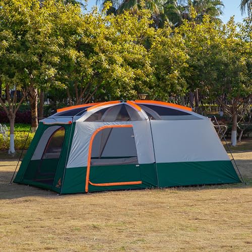 Extra Large Family Cabin Tent 2 Rooms 3 Doors 3 Windows Waterproof for Camping H460