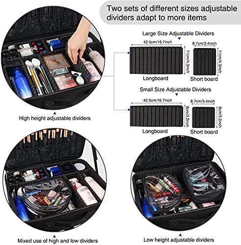 Large Capacity 3 Layer Makeup Case Cosmetic Organizer with Brush Bag R31262