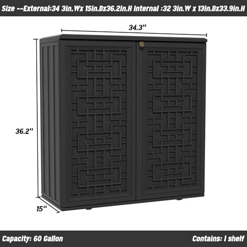 Outdoor Storage Cabinet Waterproof with Shelf for Patio and Garden U239