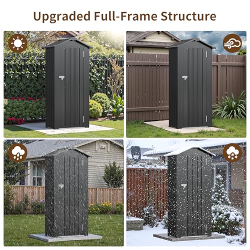 Resin Outdoor Storage Shed with Floor and Window, Lockable Small Tool Shed for Garden Patio Backyard, Light Gray V985