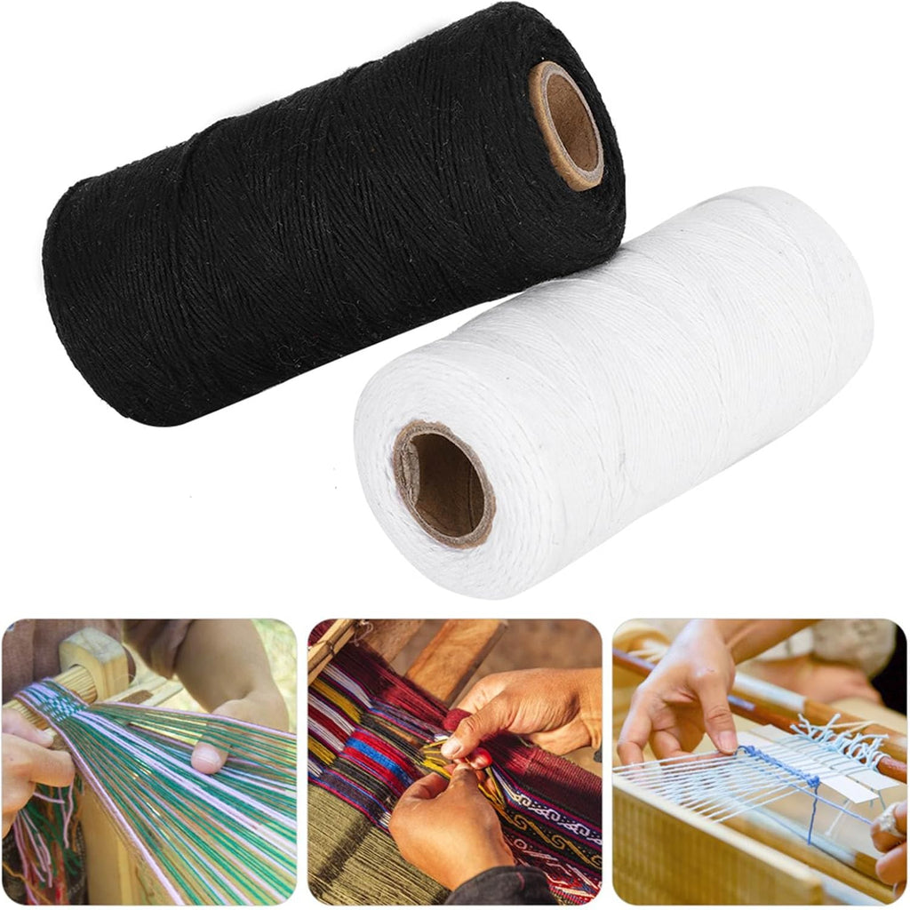 2Pcs Loom Warp Thread, 250M 1mm Cotton Weaving Yarn for Rug Tapestry Blanket T1281