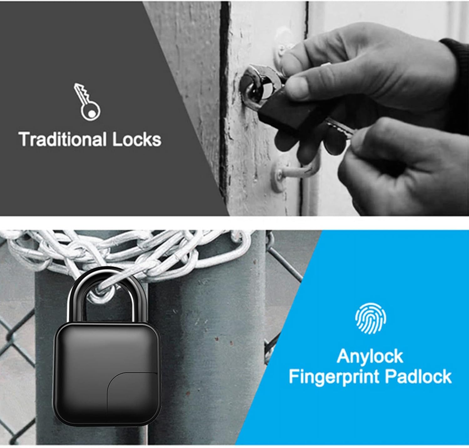 Waterproof Fingerprint Padlock for Door, Suitcase, Gym N863