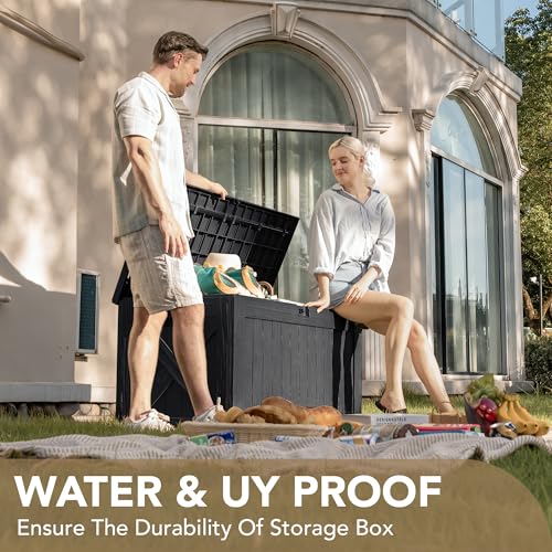 Outdoor Resin Deck Box 120 Gallon Waterproof Lockable F693676