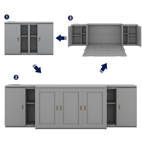 Wall Cabinet Bed with Storage and Bookcase Headboard F651615
